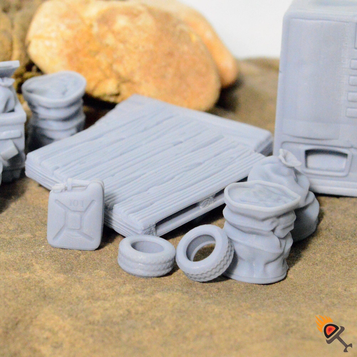Convenience Store Furniture 20mm 28mm 32mm for Gaslands Terrain, Fallout Wasteland Urban Post-Apocalyptic, Soda Machine Garbage Bags Barrels