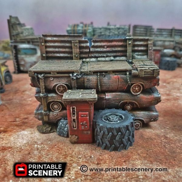 Junkfort Ramparts 20mm 28mm 32mm for Gaslands Terrain, Fallout Urban Post-Apocalyptic Wasteland Barricades