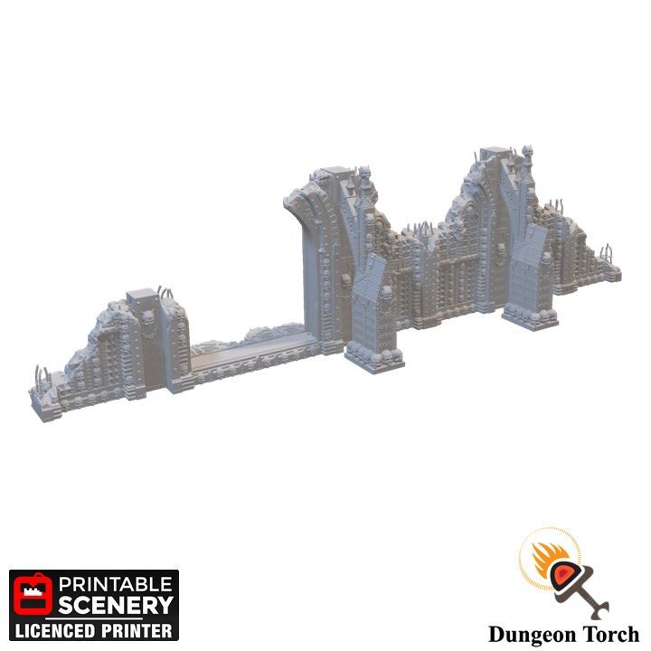 Gothic Ruins 15mm 28mm 32mm for Warhammer 40k Terrain, D&D DnD Wargame Ruined Demon Gate, Gift for Tabletop Gamers