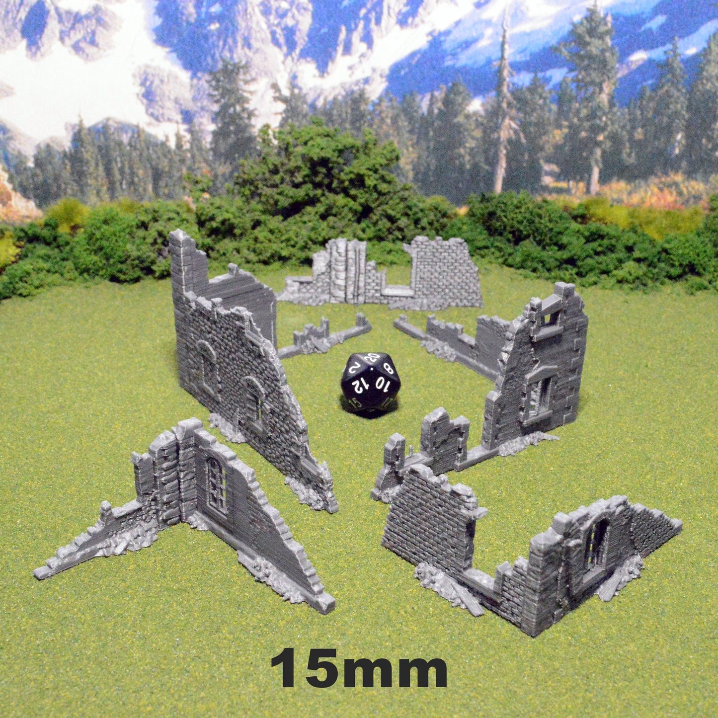 Miniature Town Ruins 15mm 28mm 32mm for Warhammer 40k Wargame, Flames of War D&D Ruined Walls, Fallout, Modular OpenLOCK