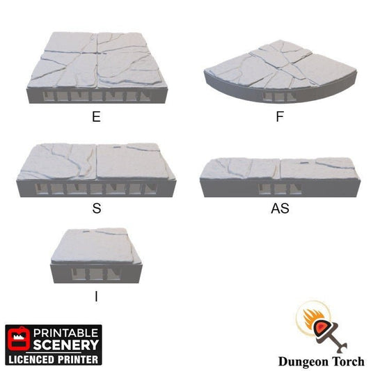 Rough Stone Floors 28mm for D&D Terrain, Modular OpenLOCK Building Tiles, DnD Medieval Village Terrain