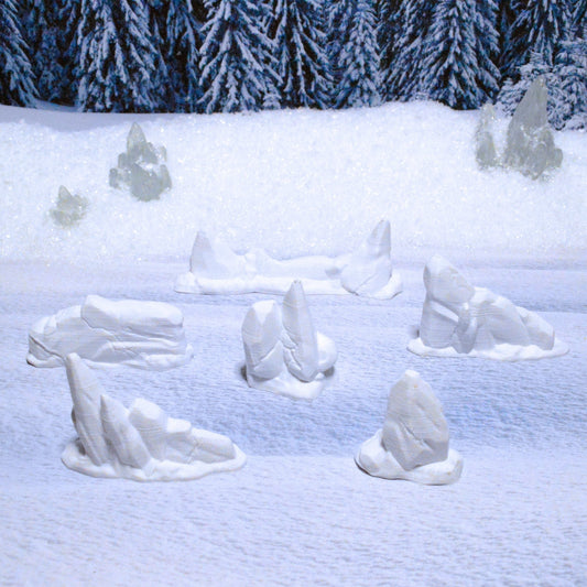 Ice Walls 15mm 28mm 32mm for D&D Icewind Dale Terrain, DnD Frostgrave Arctic Snowy Icy Cover