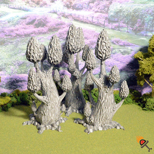 Mesmerizing Morels 15mm 28mm for D&D Terrain, DnD Pathfinder Underdark Fantasy Miniature Mushroom Trees, Out of the Abyss