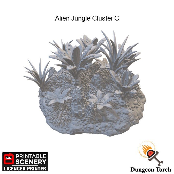 Alien Jungle Plant Clusters 28mm for Warhammer 40k Terrain, D&D Terrain, Star Wars Legion Terrain, Jungle Terrain