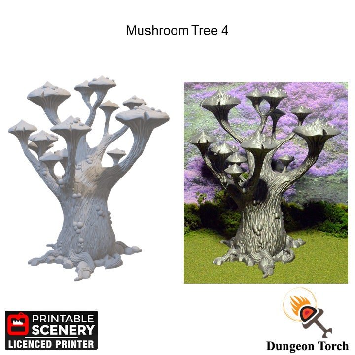 Magic Mushroom Trees 15mm 28mm for D&D Terrain, DnD Pathfinder Underdark Fantasy Cavern, Out of the Abyss