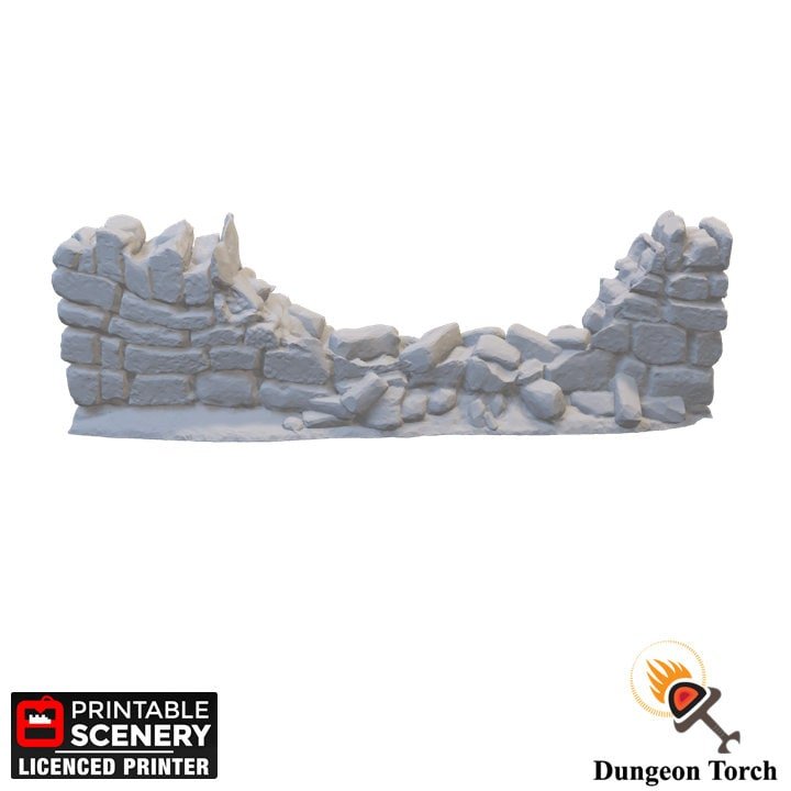 Miniature Stone Walls 15mm 28mm for D&D Terrain, DnD Pathfinder Frostgrave Flames of War, Wargame Freestanding Ruined Walls