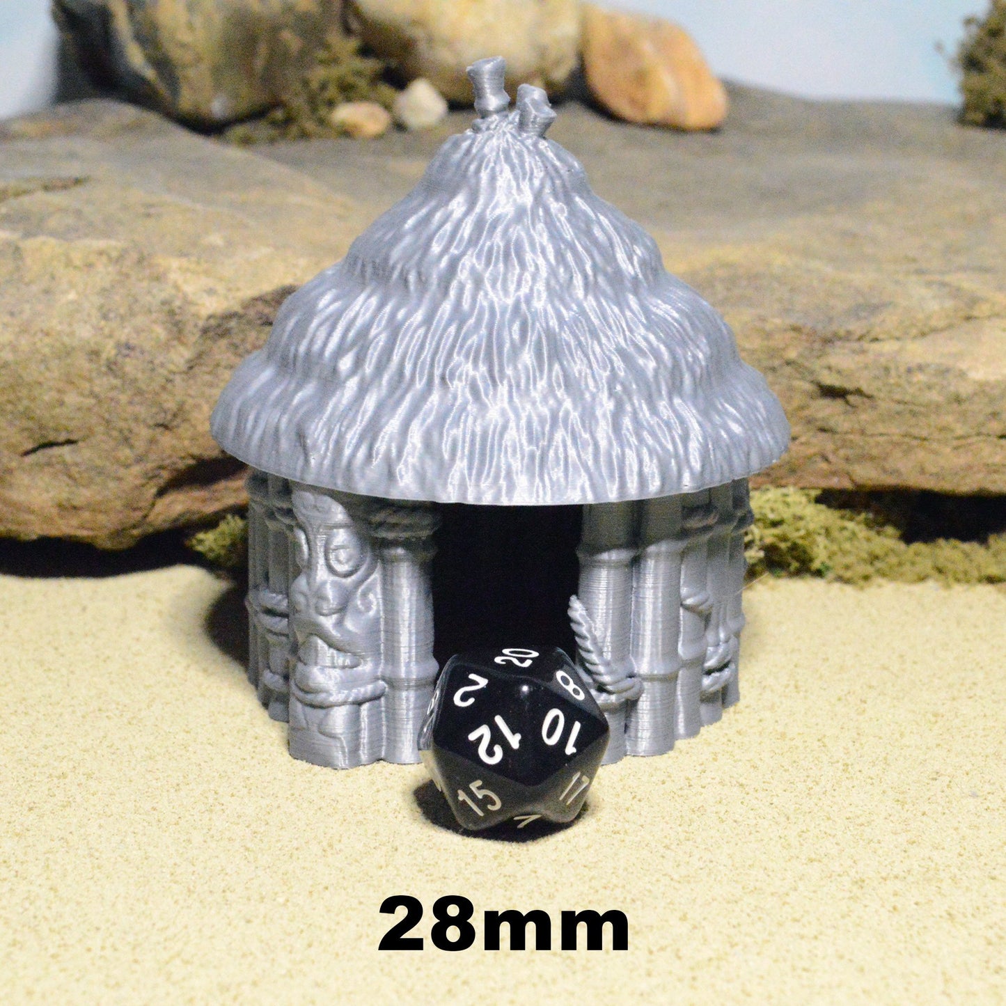 Bamboo Hut Small 28mm 32mm for D&D Terrain, DnD Pathfinder Tribal Coastal Village, Depths of Savage Atoll