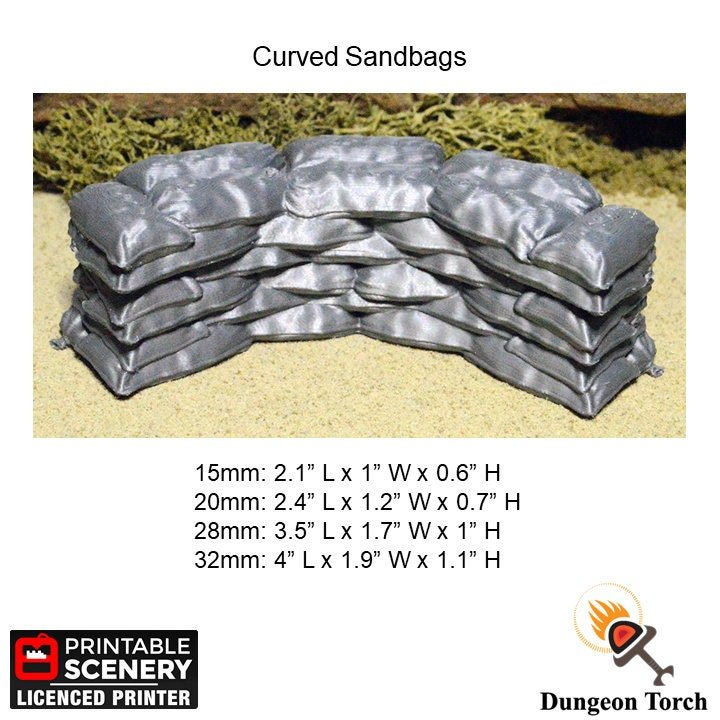 Miniature Sandbag Walls 15mm 20mm 28mm 32mm for Gaslands Terrain, Urban Fallout Post-Apocalyptic Wargame Sand Bag Barricades for Scrapyards