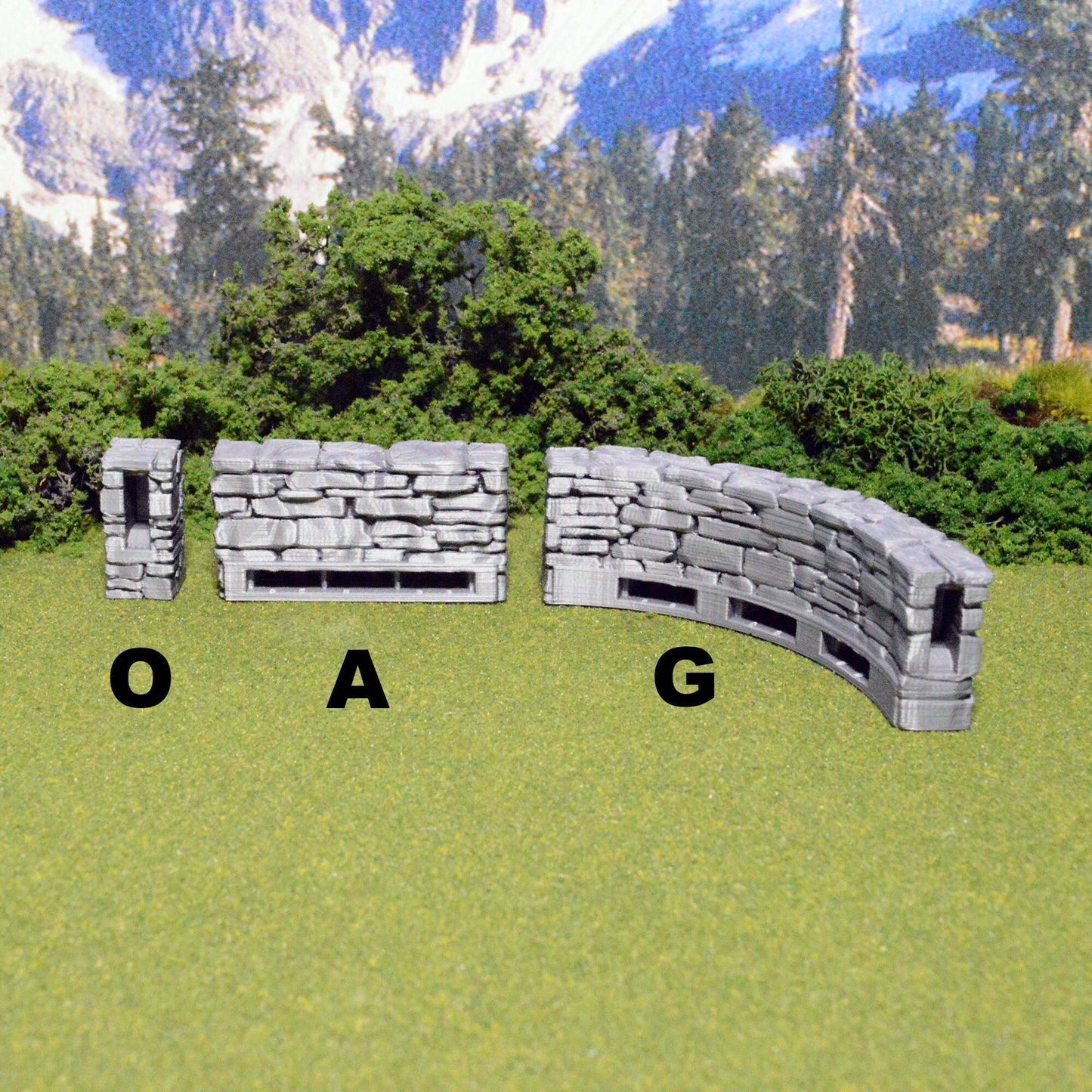 Schist Low Wall Tiles 28mm, Modular OpenLOCK Building Tiles, DnD Stone Wall Tiles, D&D Village Terrain