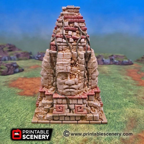 Vigilant Monuments 15mm 28mm 32mm for D&D Terrain, Miniature Tribal Ruins for DnD Pathfinder, Ancient Civilization Jungle Terrain