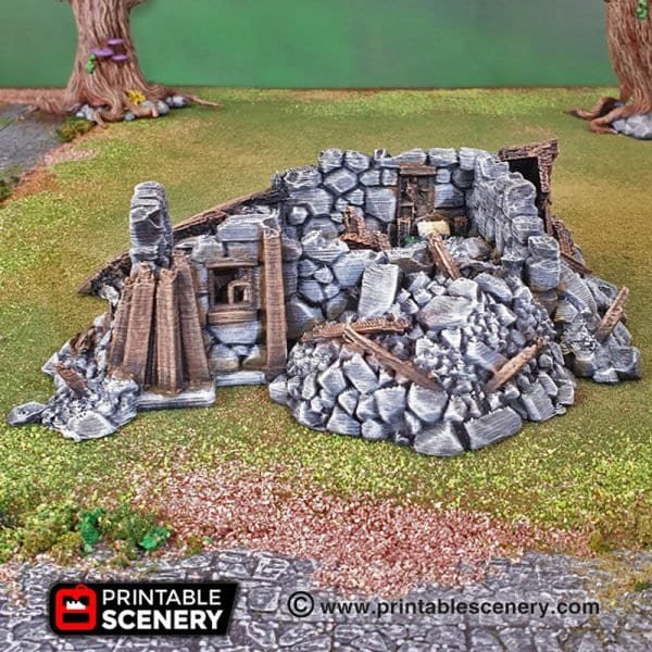 Ruined Boat House 28mm for D&D Terrain, DnD Pathfinder Coastal Ruined Building