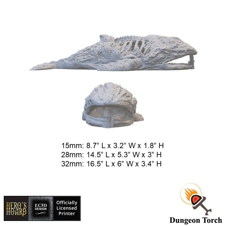Whale Cave 15mm 28mm 32mm for D&D Coastal Terrain, DnD Pathfinder Pirate, Depths of Savage Atoll, 3D Printed Whale Corpse