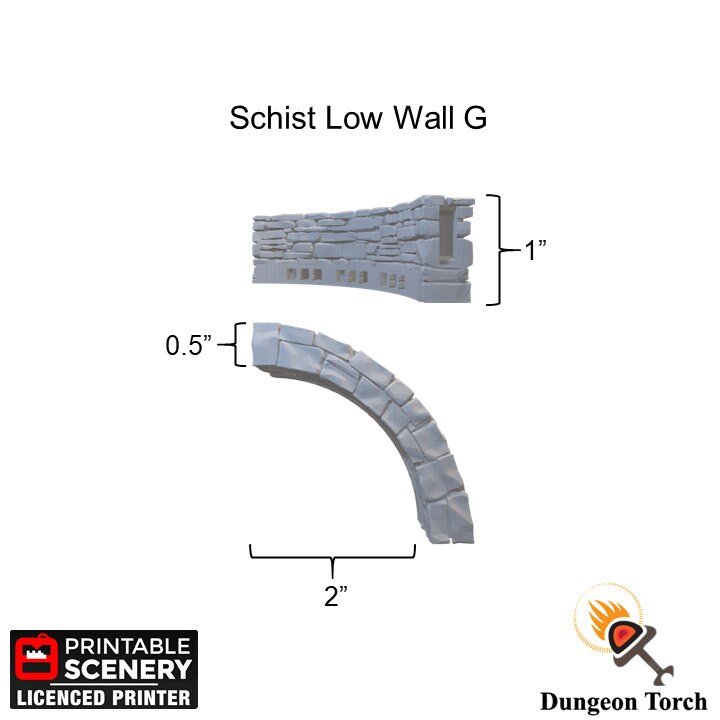 Schist Low Wall Tiles 28mm, Modular OpenLOCK Building Tiles, DnD Stone Wall Tiles, D&D Village Terrain