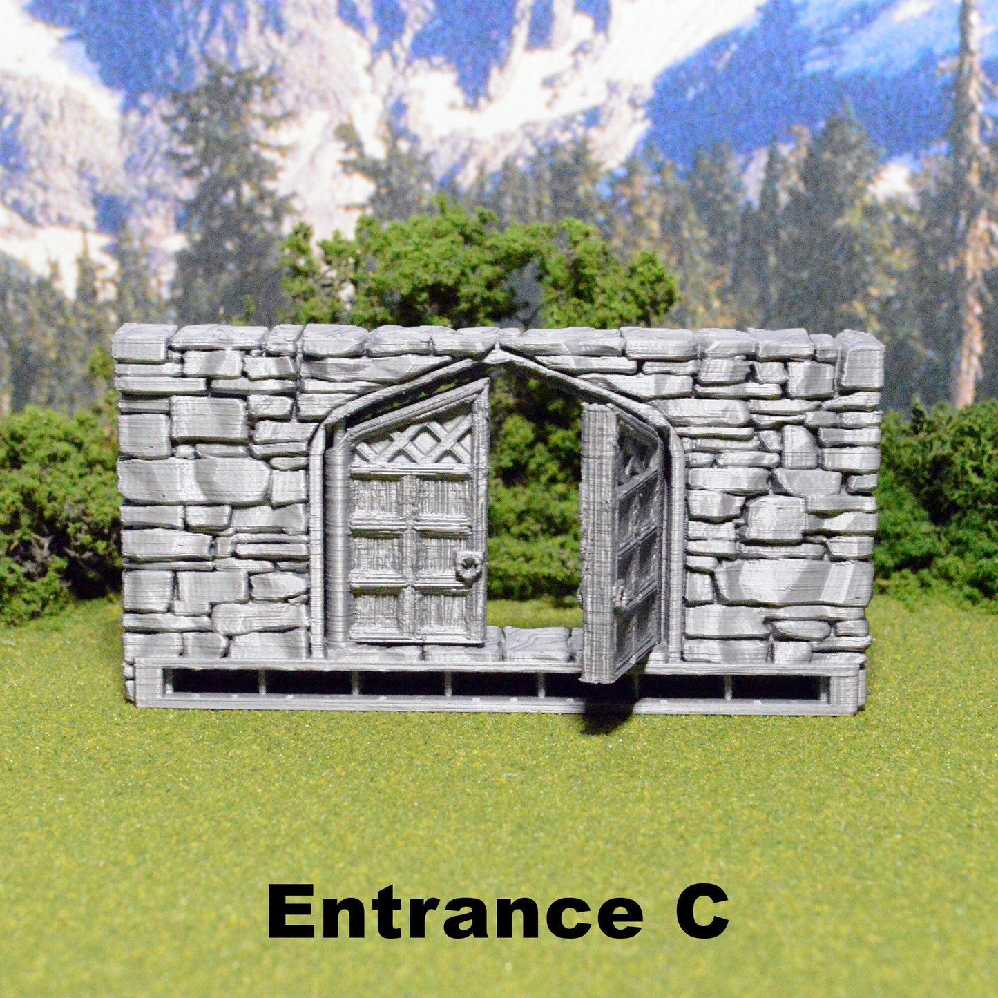 Schist Entrance Door Tiles 28mm for D&D Terrain, Modular OpenLOCK Building Tiles, DnD Medieval Village Stone Wall Tiles