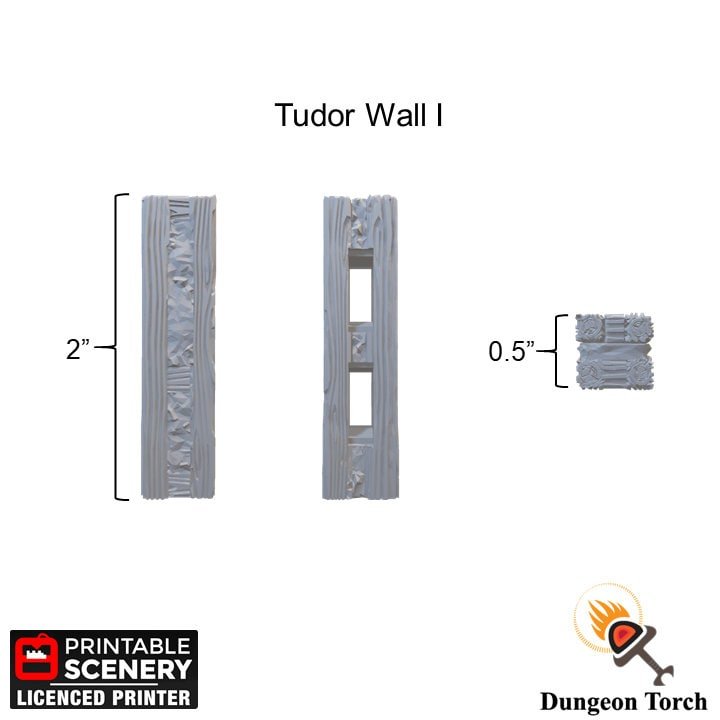Tudor Wall Tiles 28mm for D&D Terrain, Modular OpenLOCK Building Tiles, DnD Medieval Village Terrain