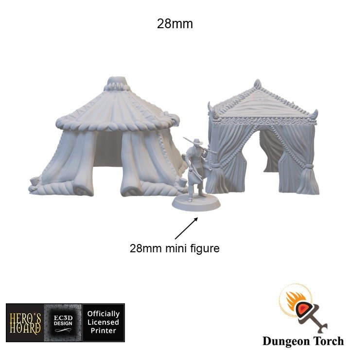 Elegant Tents 28mm 32mm for D&D Terrain, DnD Pathfinder Camp, Desert Market Bazaar