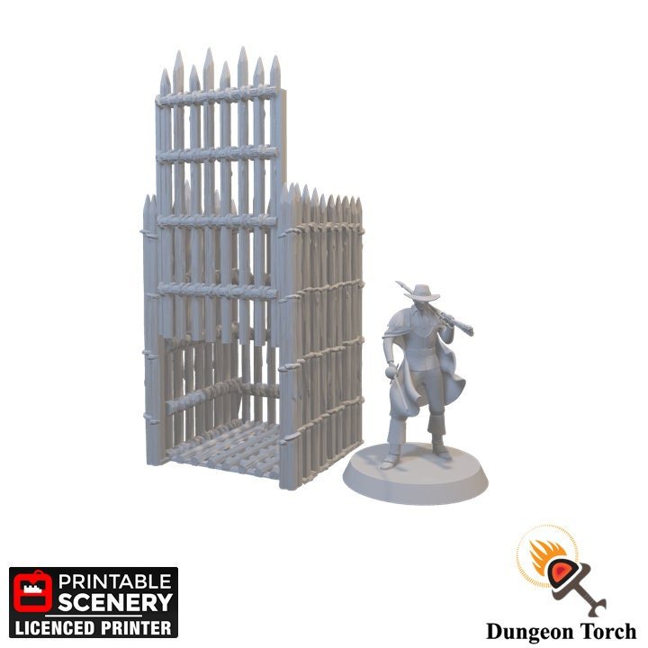 Miniature Wooden Cage 28mm 32mm 42mm 50mm for D&D Terrain, DnD Pathfinder Tribal Cage