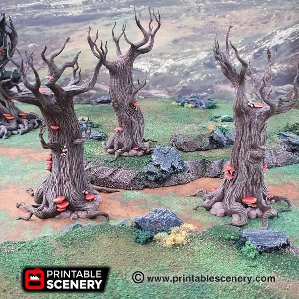Gloomwood Trees 15mm 28mm for D&D Terrain, DnD Pathfinder Miniature Elven Trees