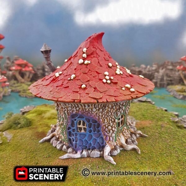 Miniature Mushroom House for DnD Terrain 15mm 28mm 32mm, Goblin Mushroom Hovel for D&D Terrain, Pathfinder, Gift for Tabletop Gamers
