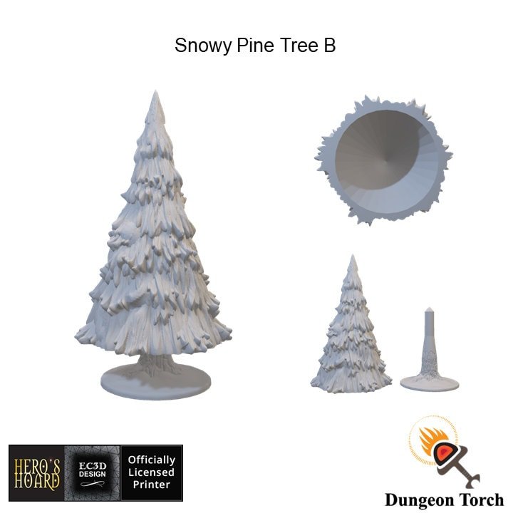 Miniature Snowy Pine Trees 15mm 28mm 32mm for D&D Terrain, DnD Pathfinder Wargame Forest