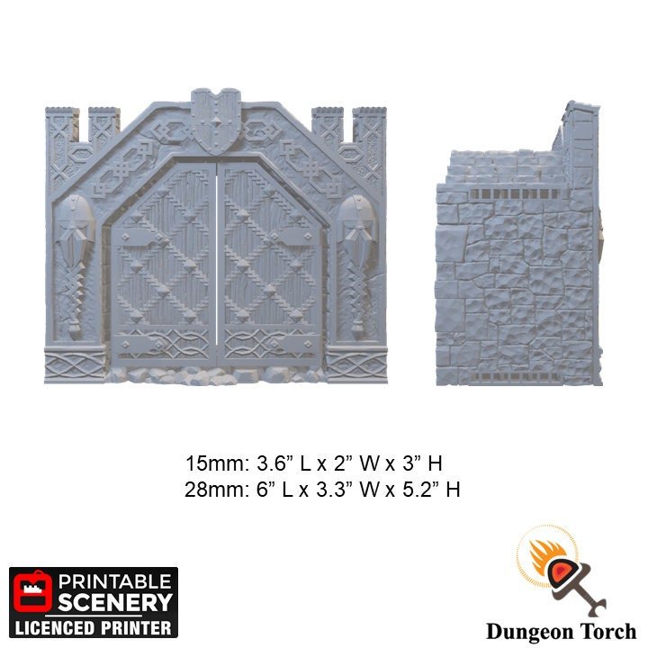 Ironhelm Forge Gate 15mm 28mm for D&D Terrain, DnD Pathfinder Warhammer 40k Dwarven Castle Gate - Modular OpenLOCK