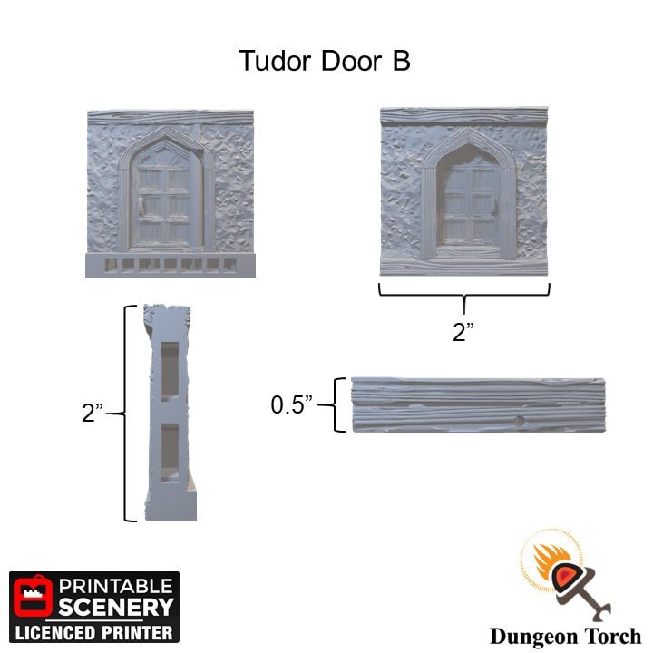 Tudor Door Tiles 28mm, Modular OpenLOCK Building Tiles, D&D Village Terrain, DnD Tudor Walls