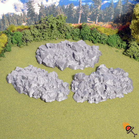 Miniature Jagged Rocks 15mm 28mm 32mm for D&D Terrain, DnD Pathfinder Ravenloft Shadowfell Gaslands Post-Apocalyptic