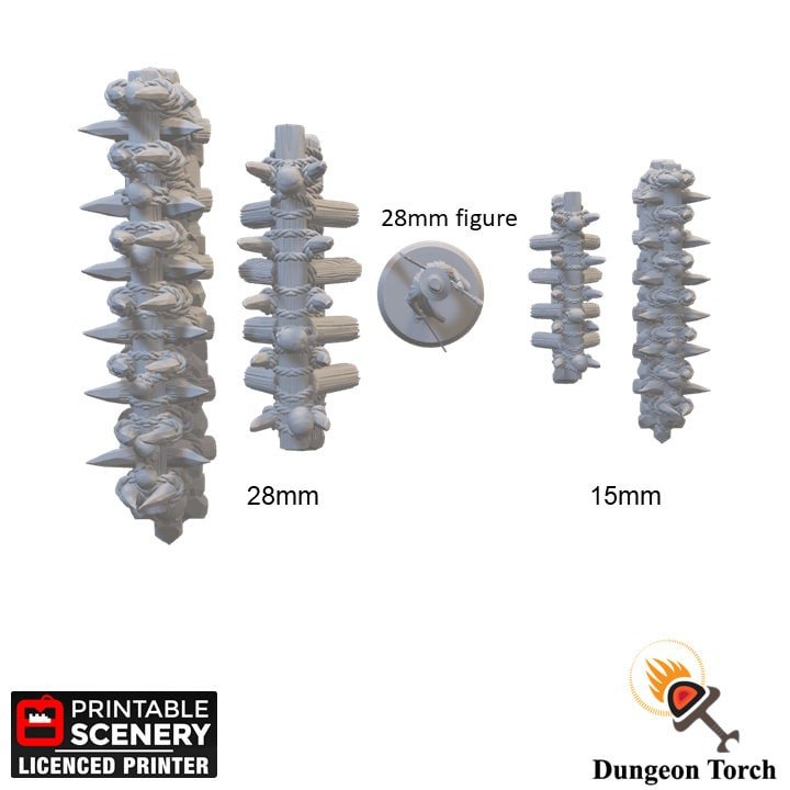 Tribal Tusk Fence 15mm 28mm 32mm for D&D Terrain, DnD Pathfinder Warhammer 40k Orc Goblin Barricades