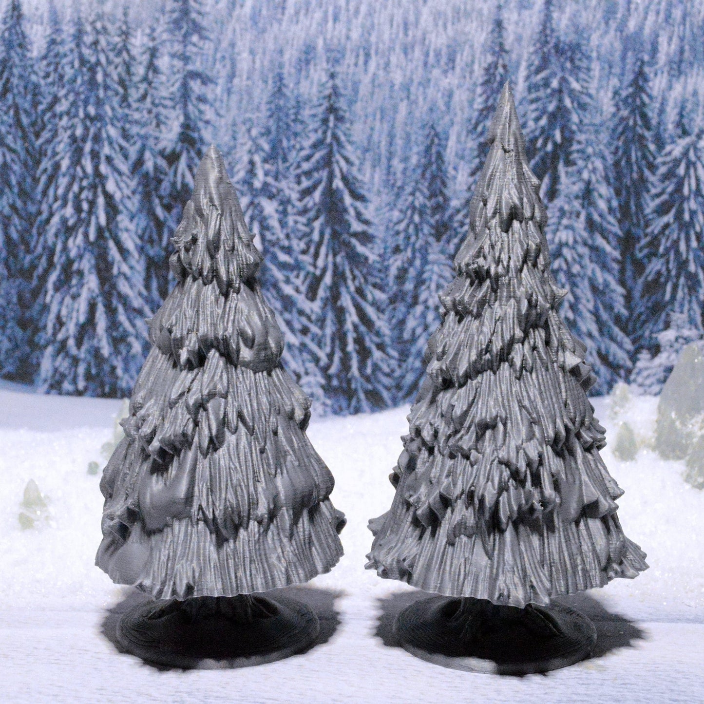 Miniature Snowy Pine Trees 15mm 28mm 32mm for D&D Terrain, DnD Pathfinder Wargame Forest