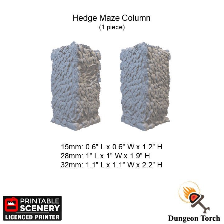Hedge Maze 15mm 28mm 32mm for D&D Terrain, DnD Pathfinder Garden Labyrinth Walls