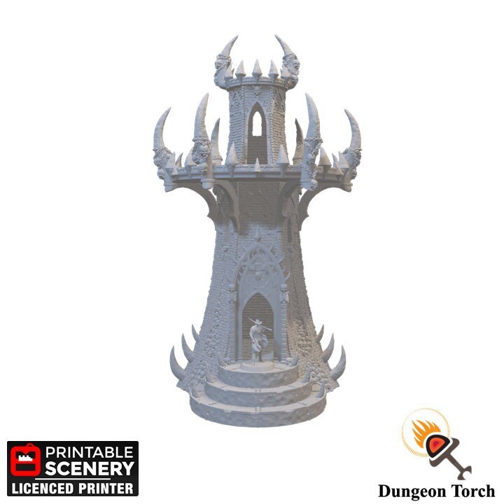 Infernal Tower 15mm 28mm for D&D Terrain, Miniature Demon Tower for DnD Pathfinder Wargames Skirmish, Gift for Tabletop Gamers