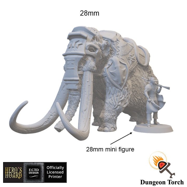 Armored Wooly Mammoth 15mm 28mm 32mm 56mm for D&D Icewind Dale Terrain, Pathfinder Terrain, DnD Arctic Frozen Snowy Icy Animal