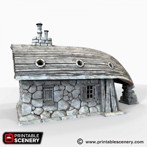 Boat House 15mm 28mm for D&D Terrain, DnD Pathfinder Pirate Coastal Boathouse