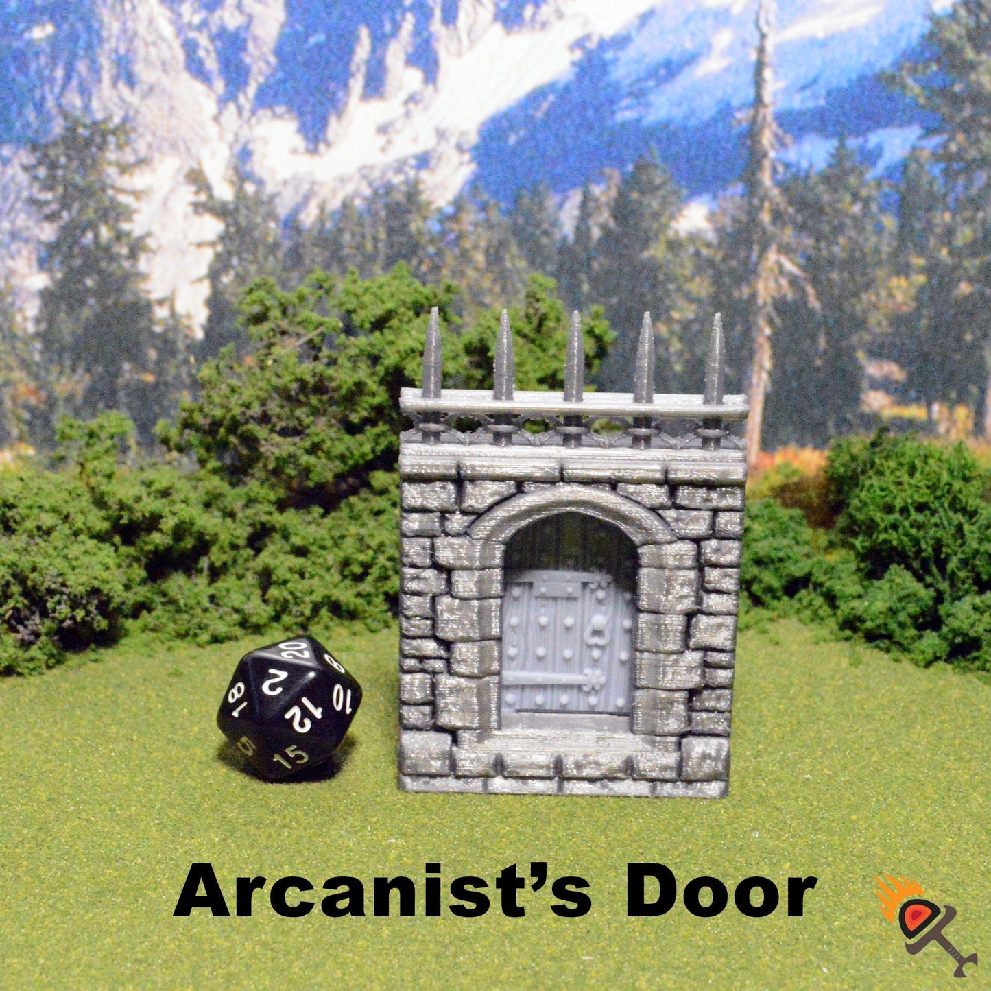Arcanist's Gate and Door Tiles 28mm - Modular OpenLOCK Building Tiles, D&D Terrain - DnD Stone Wall Tiles