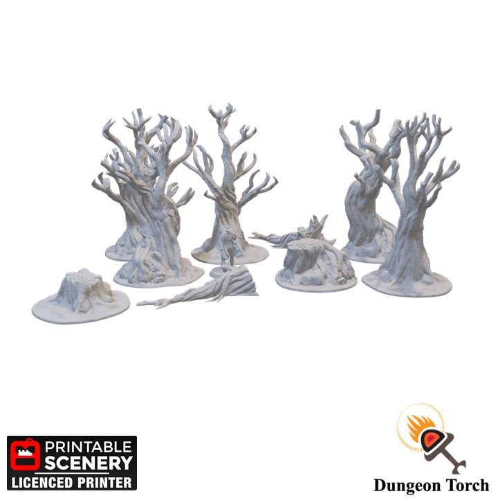 Dead Tree Forest 15mm 20mm 28mm 32mm for D&D Terrain, Leafless Trees and Stumps for DnD Warhammer Gaslands Fallout Post-Apocalyptic