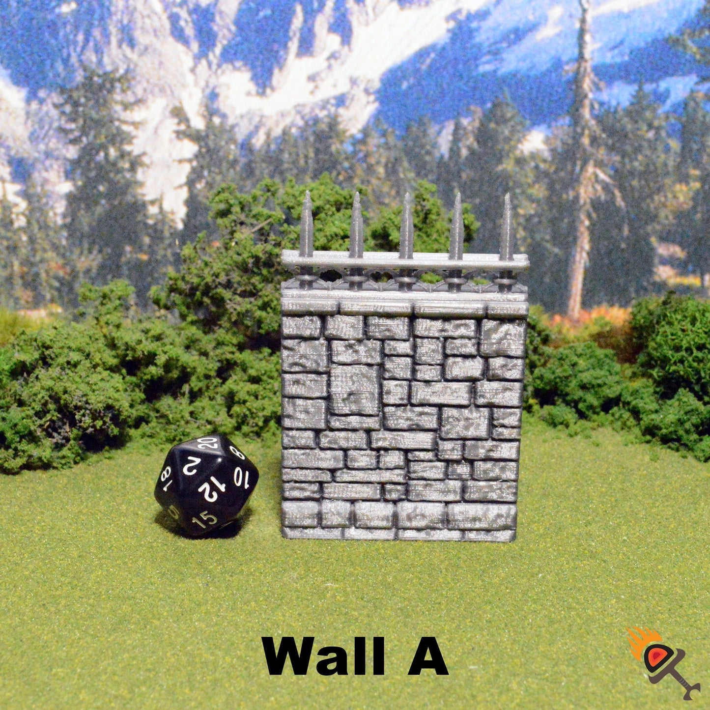 Arcanist's Stone Wall Tiles Straight 28mm for D&D Terrain, Modular OpenLOCK Building Tiles, DnD Medieval Village Stone Wall Tiles