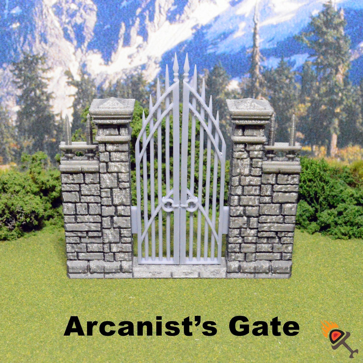 Arcanist's Gate and Door Tiles 28mm - Modular OpenLOCK Building Tiles, D&D Terrain - DnD Stone Wall Tiles