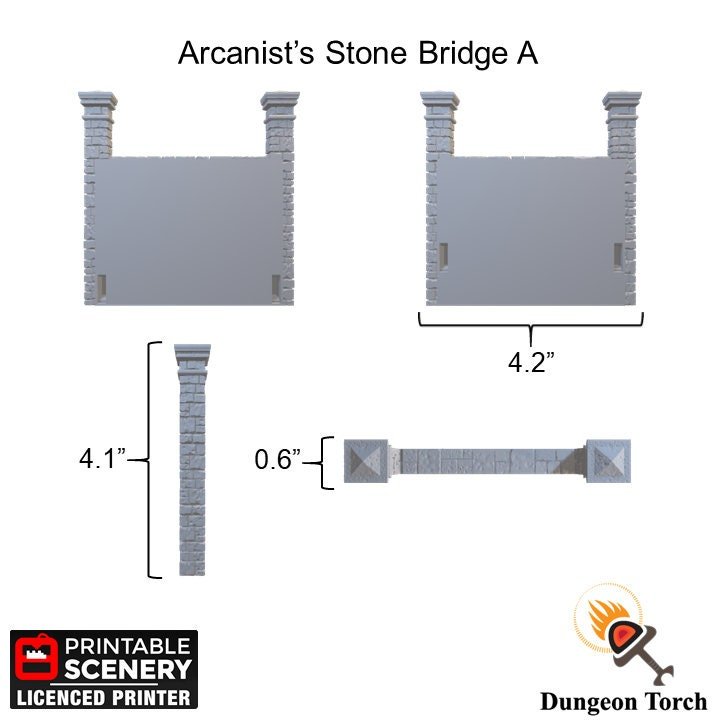 Arcanist's Stone Bridge Tiles 28mm - Modular OpenLOCK Building Tiles - D&D Terrain, DnD Bridge, Ravenloft Terrain, Shadow Realms