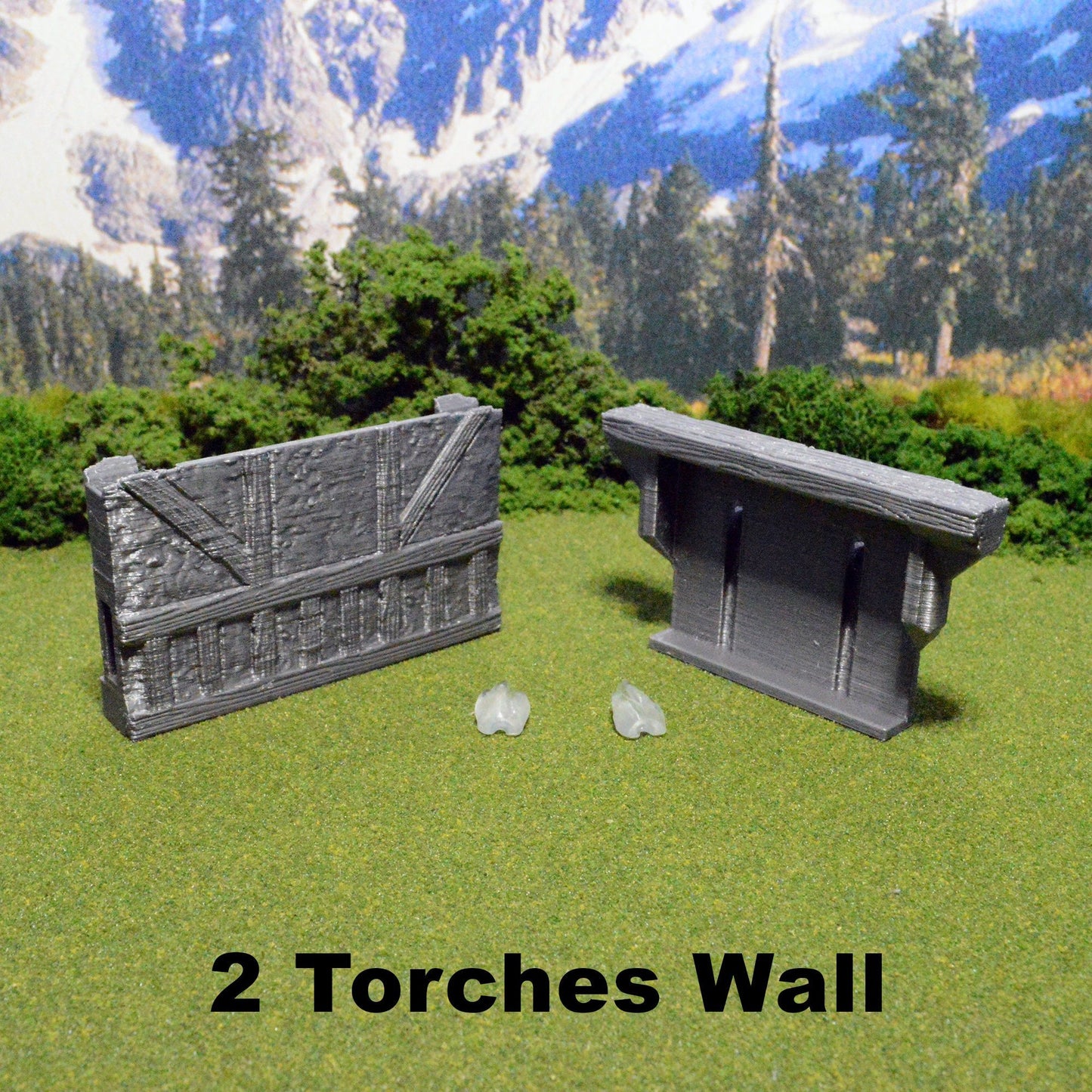 Tudor Torch Walls 28mm, LED Torch Wall for D&D Terrain, Modular OpenLOCK Building Tiles, DnD Pathfinder Medieval Village Tudor Walls