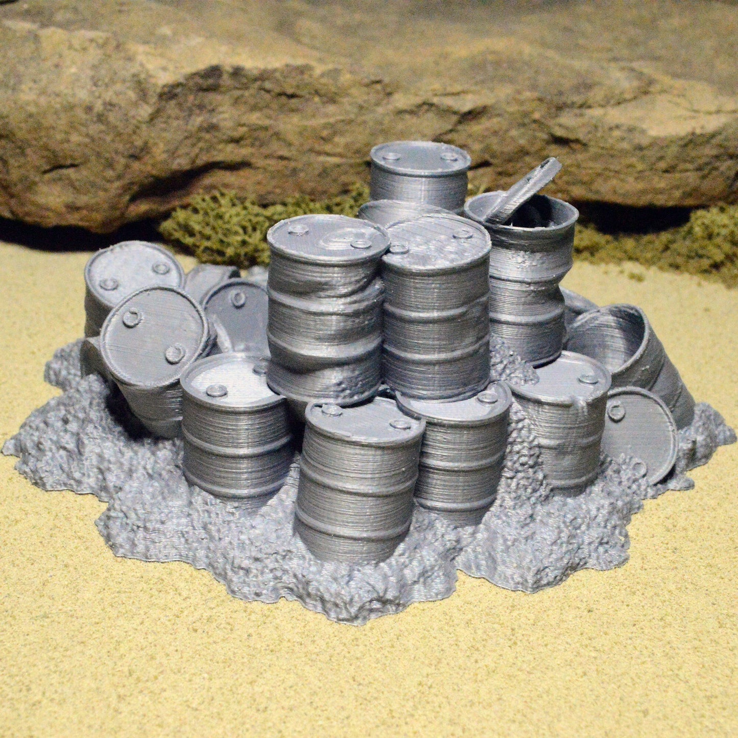 Scrapyard Miniature Barrels 15mm 20mm 28mm 32mm for Gaslands Terrain, Urban Fallout Wasteland Post-Apocalyptic, This is Not a Test