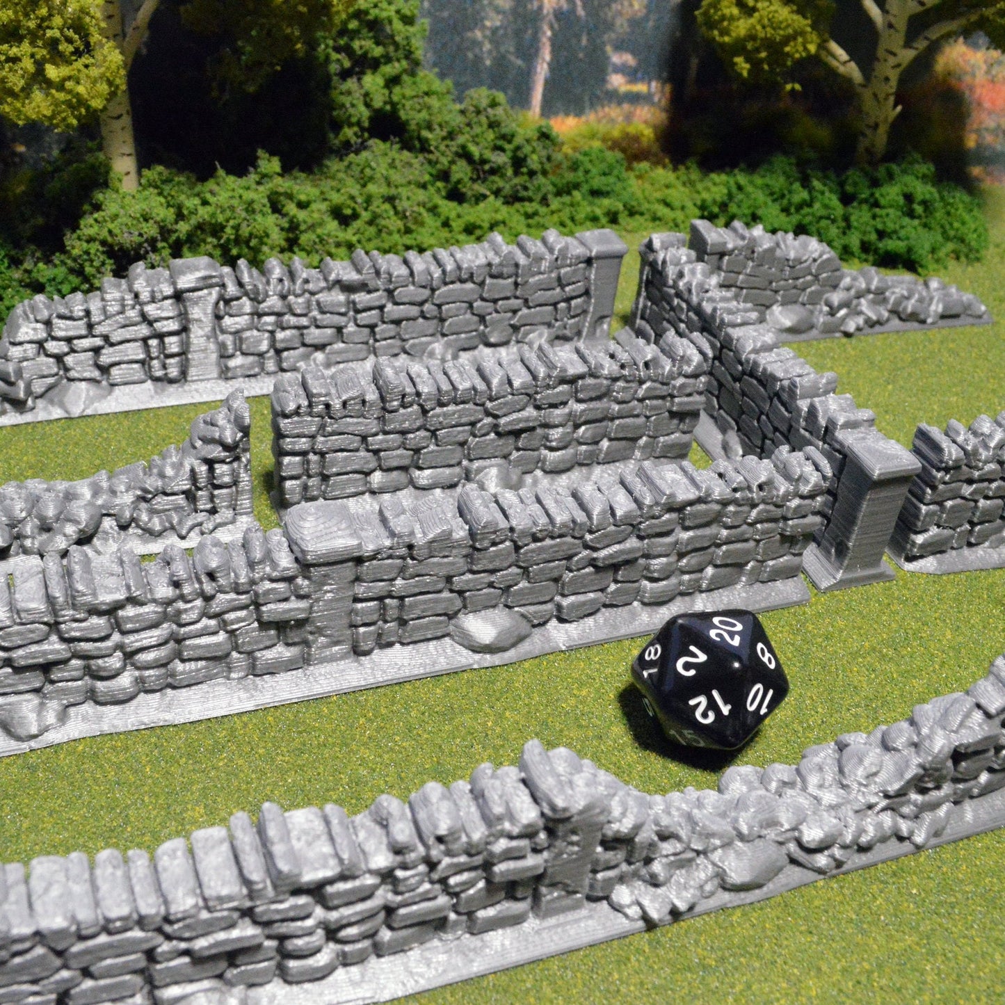 Miniature Stone Walls 15mm 28mm for D&D Terrain, DnD Pathfinder Frostgrave Flames of War, Wargame Freestanding Ruined Walls