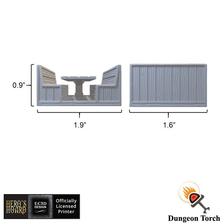 Miniature Tavern Booth 28mm for D&D Terran, DnD Pathfinder Inn Bar Furniture