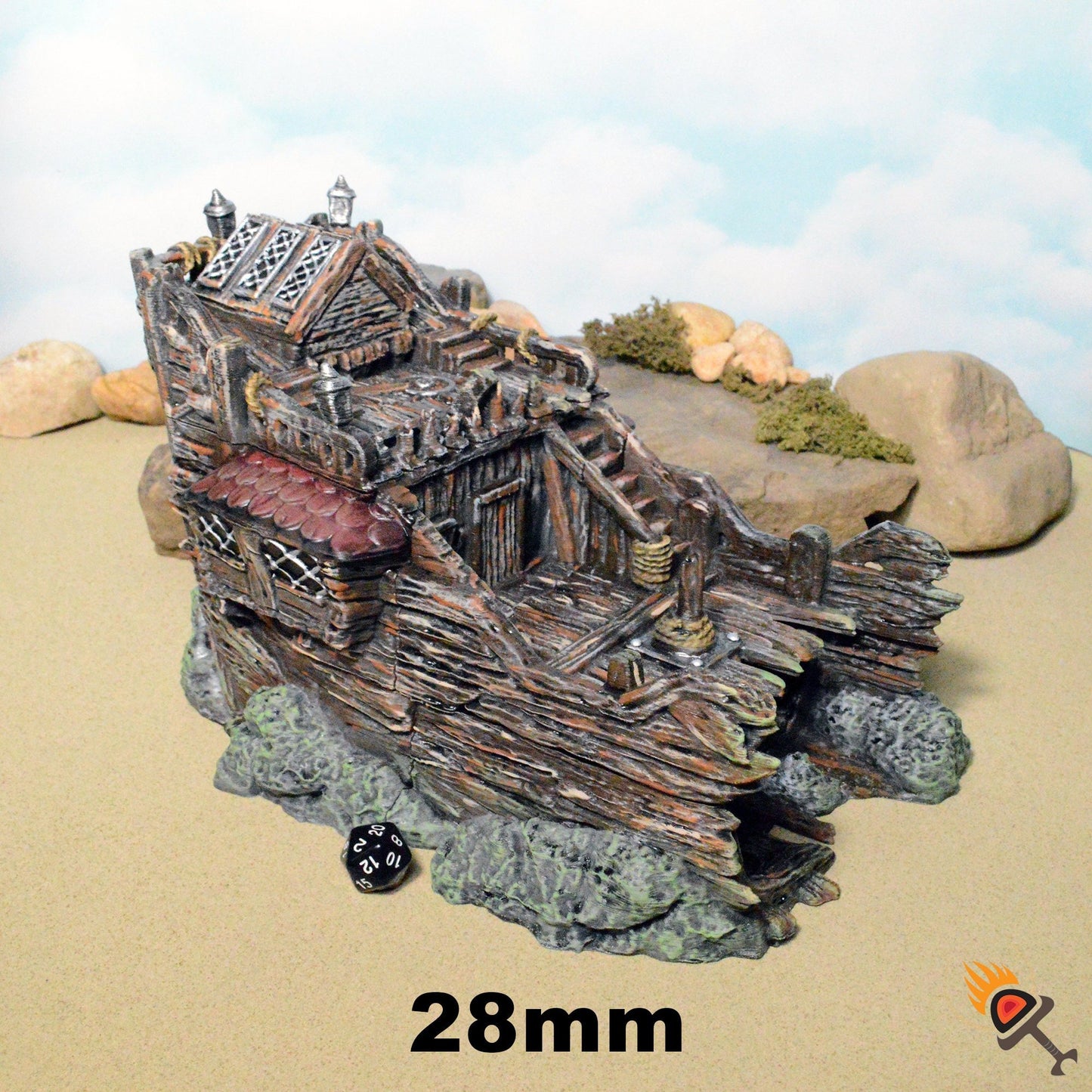 Huge Shipwreck 15mm 28mm 32mm for D&D Terrain, DnD Pathfinder Pirate Coastal Ruins, Depths of Savage Atoll
