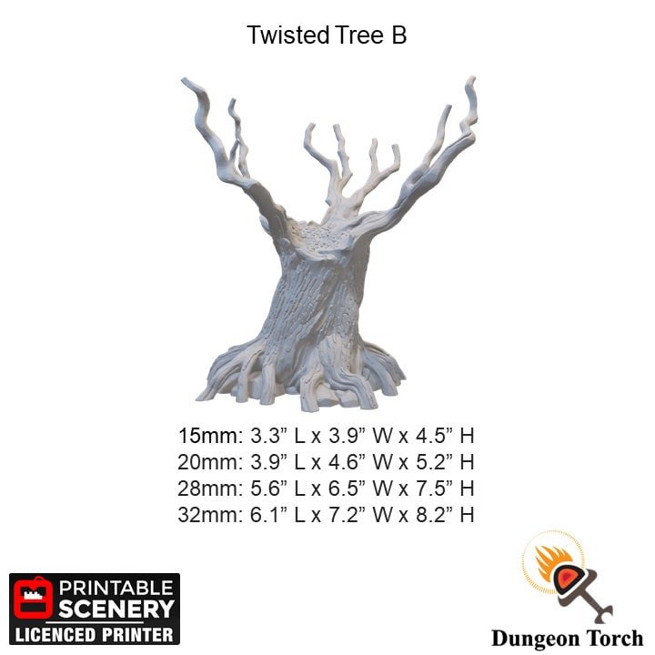 Miniature Twisted Trees 15mm 20mm 28mm 32mm for Gaslands Terrain, Fallout Wasteland Warfare Post-Apocalyptic D&D DnD Pathfinder
