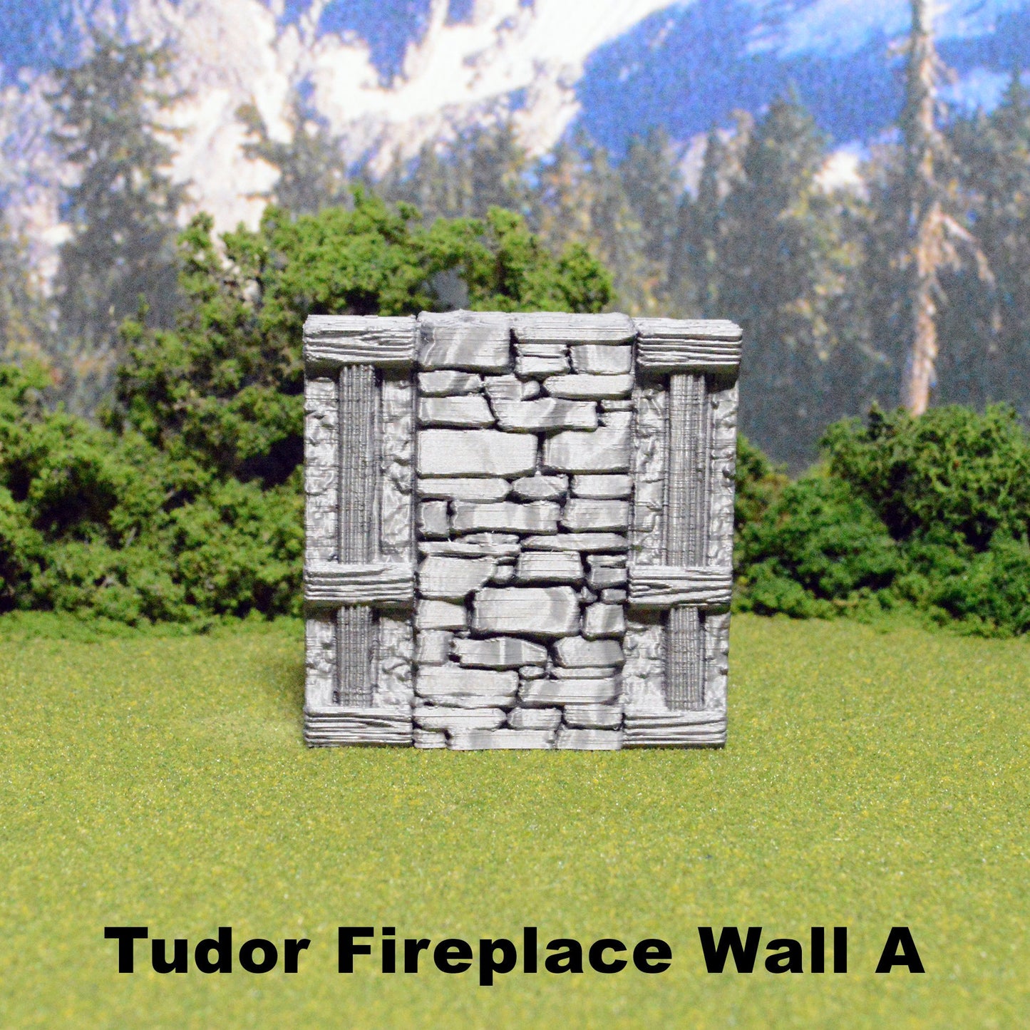 Tudor Fireplace Walls 28mm for D&D Terrain, Modular Building Tiles OpenLOCK, DnD Medieval Hearth Tudor Walls