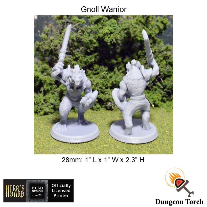 Gnoll Pack with Hyenas 28mm for D&D DnD Pathfinder Miniatures, EC3D Beast and Baddies