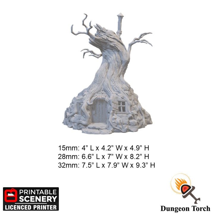Witch's Hovel 15mm 28mm 32mm for D&D Terrain, DnD Pathfinder Ravenloft Shadowfell Shadow Fey Treehouse