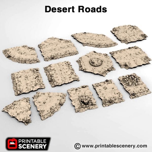 Desert Roads 20mm for Gaslands Terrain, Warhammer 40k Terrain, Post Apocalyptic Terrain, Fallout Terrain