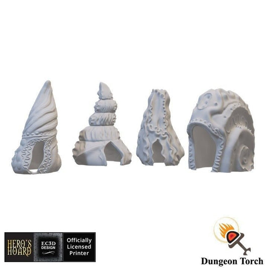 Miniature Shell Huts 15mm 28mm 32mm for D&D Terrain, DnD Pathfinder Underwater Diorama Houses