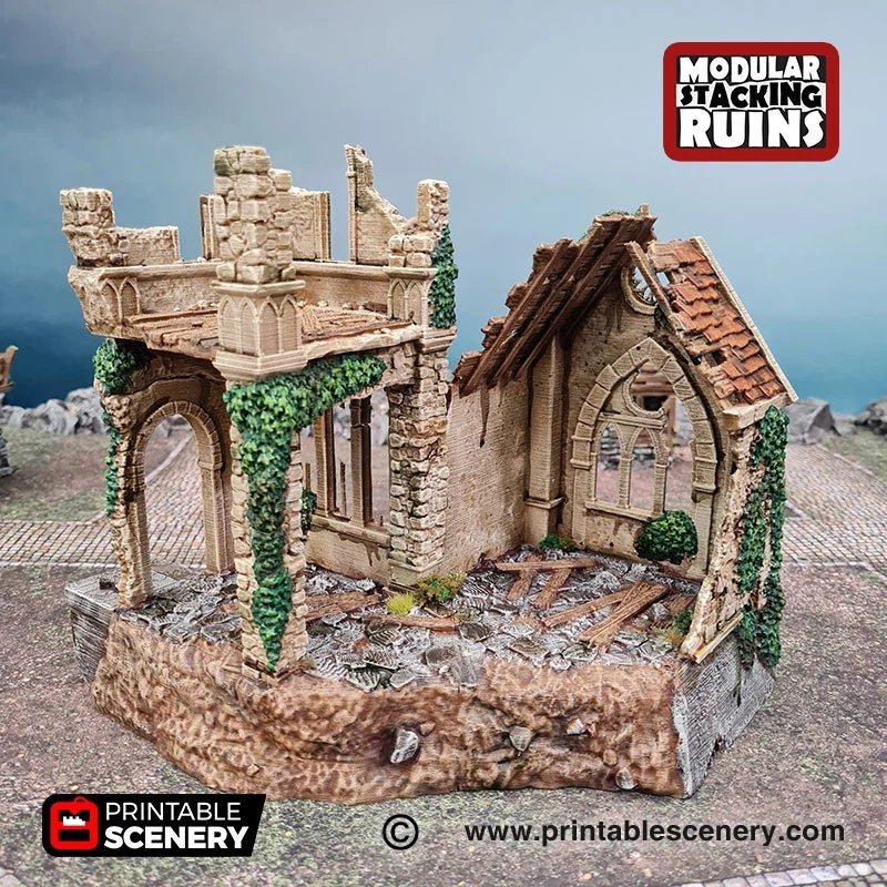 Bell Tower and Sept Ruins 15mm 28mm for D&D Terrain, DnD Ravenloft Shadowfell Pathfinder Wargame Skirmish, Gift for Tabletop Gamers